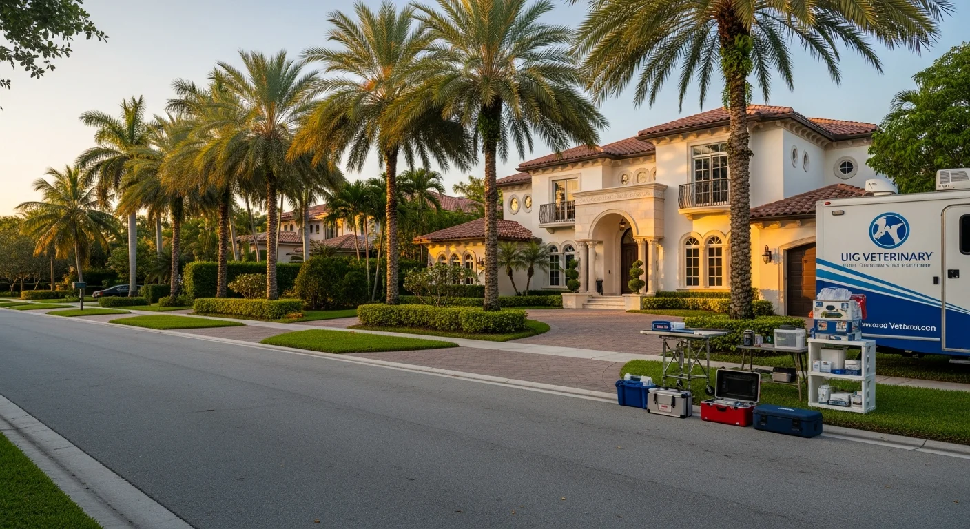 Upscale Boca Raton residential home with manicured landscaping and palm trees, representing quality property maintenance.